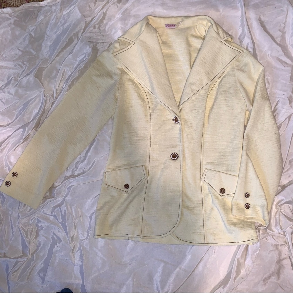M L Vintage 70s pointed collar yellow light weight blazer Grafff Unisex top coat